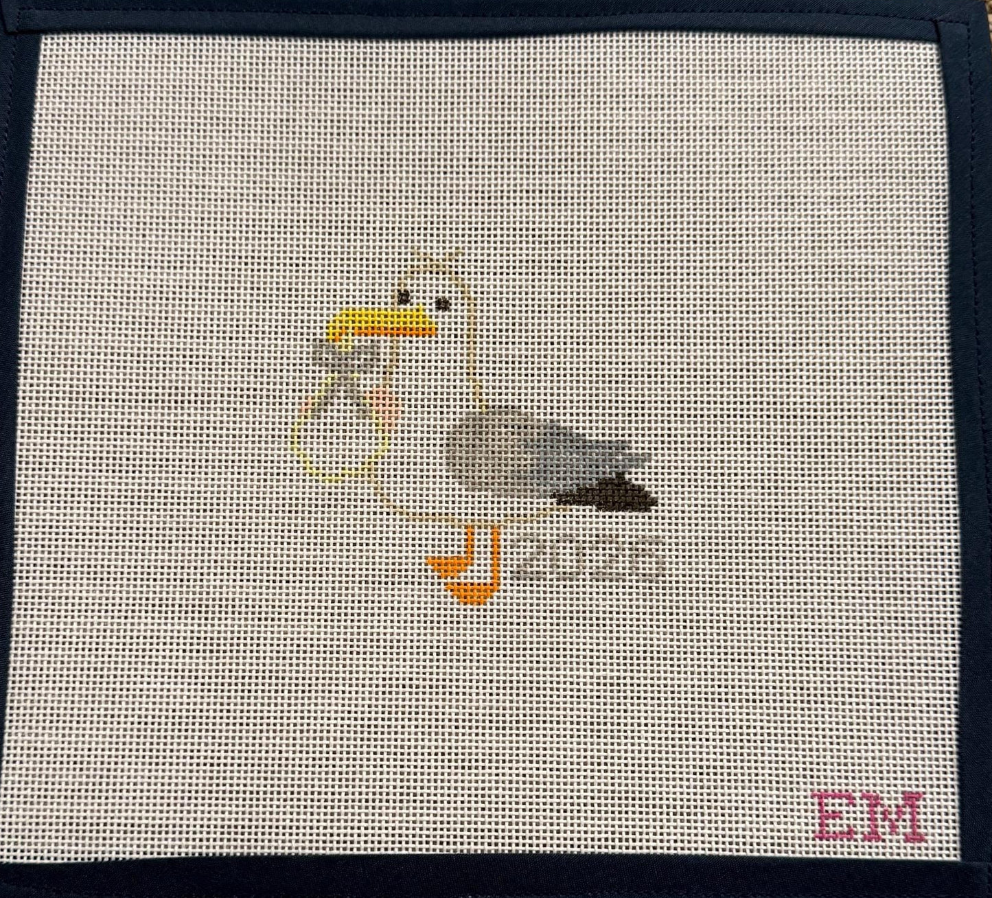 Sheila (Steven) the Stork Seagull, 18 mesh Needlepoint Canvas