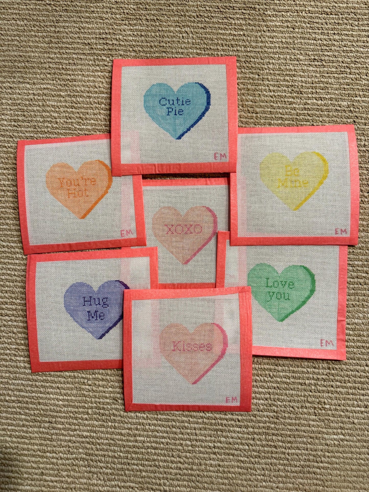 Conversation hearts 18 Mesh Needlepoint Canvas