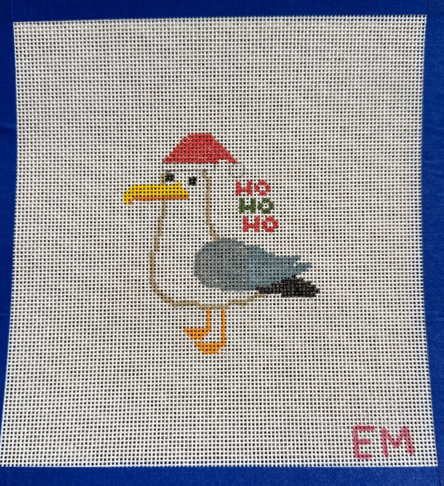 Steven the Christmas Seagull, 18 mesh Needlepoint Canvas