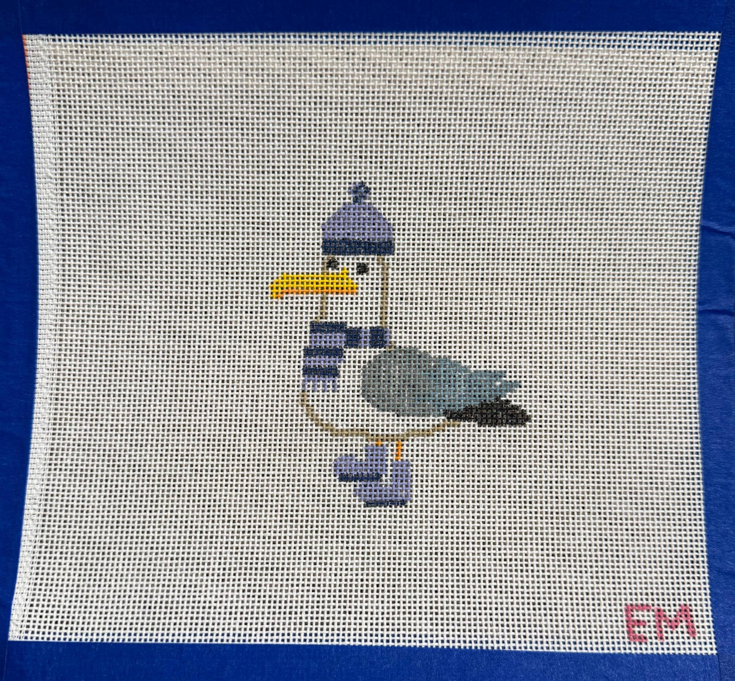 Steven the Winter Seagull, 18 mesh Needlepoint Canvas
