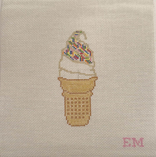 Rainbow Sprinkle Ice cream cone Needlepoint canvas