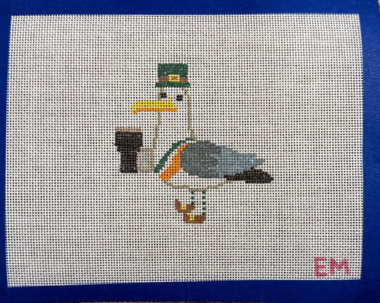 Steven the St Patrick’s day Seagull, 18 mesh Needlepoint Canvas