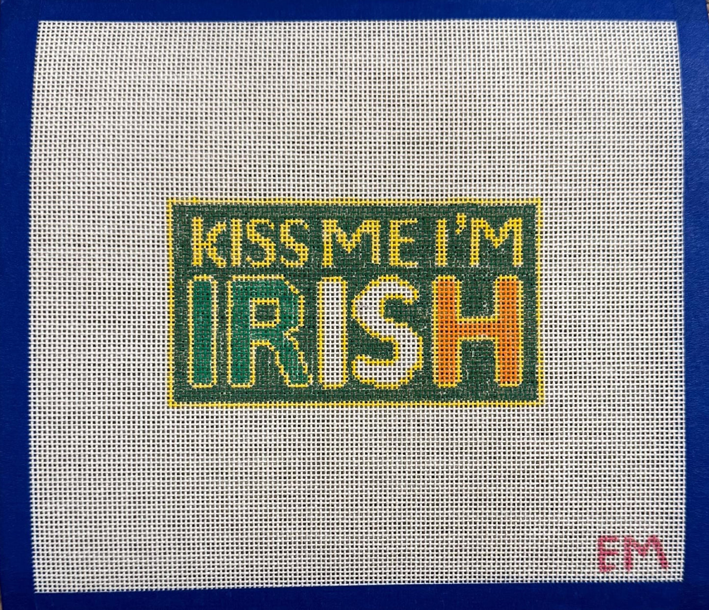 Kiss me I'm Irish, 18 mesh needlepoint canvas