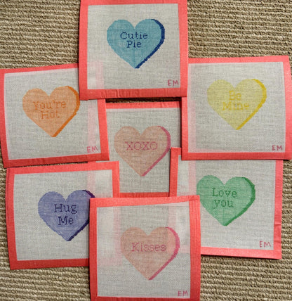 Conversation hearts Set 18 mesh needlepoint Canvases