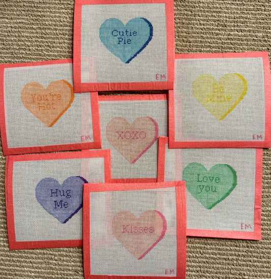 Conversation hearts Set 18 mesh needlepoint Canvases