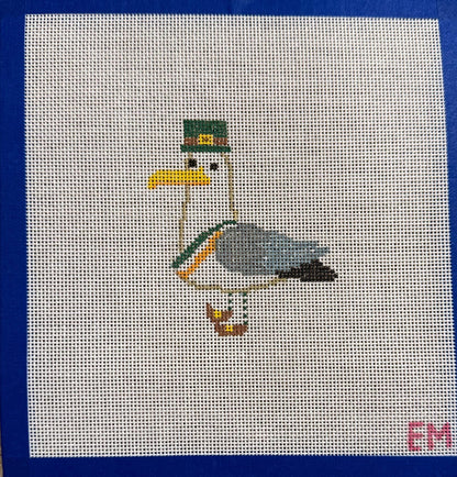 Steven the St Patrick’s day Seagull, 18 mesh Needlepoint Canvas